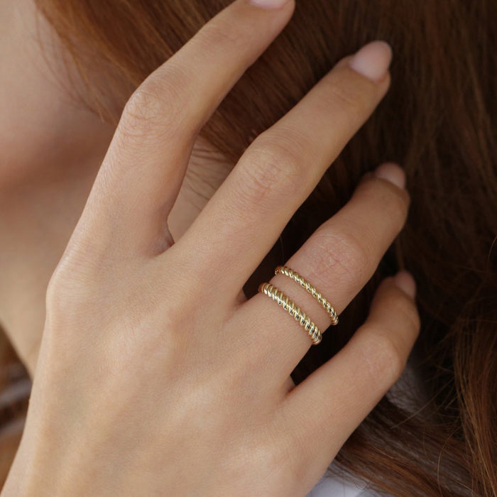 14K 2MM Twisted Rope Ring  Ferkos Fine Jewelry