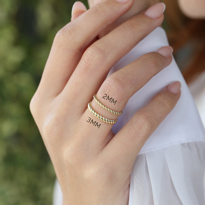 14K 2MM Twisted Rope Ring  Ferkos Fine Jewelry