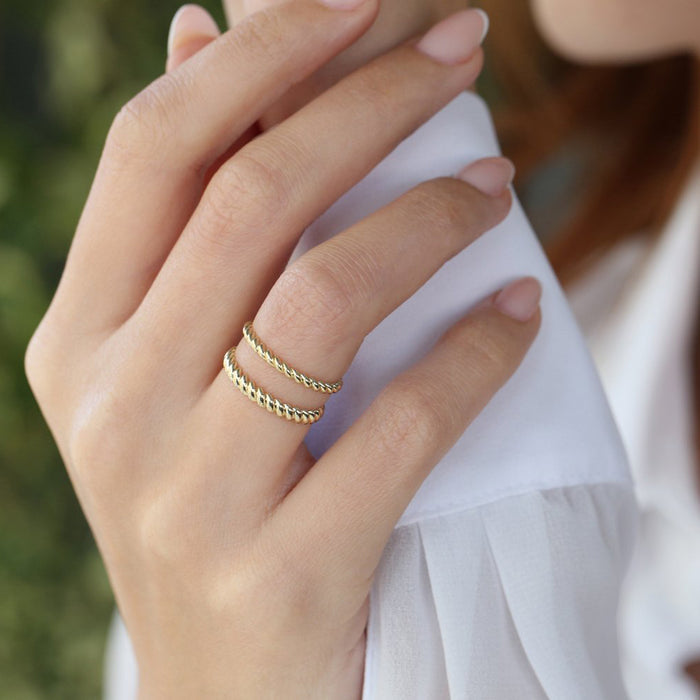 14K 2MM Twisted Rope Ring  Ferkos Fine Jewelry