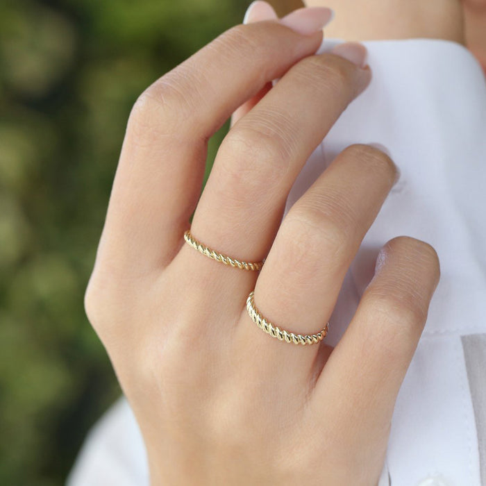 14K 2MM Twisted Rope Ring  Ferkos Fine Jewelry