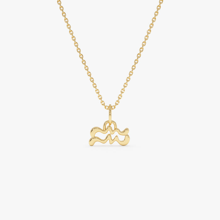 14K Aquarius Zodiac Charm Necklace 14K Gold Ferkos Fine Jewelry