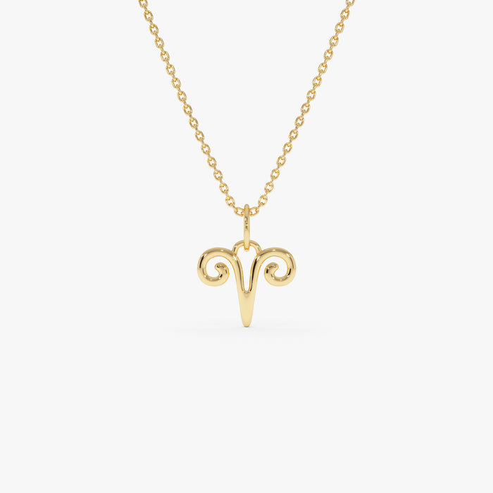 14K Aries Zodiac Charm Necklace 14K Gold Ferkos Fine Jewelry
