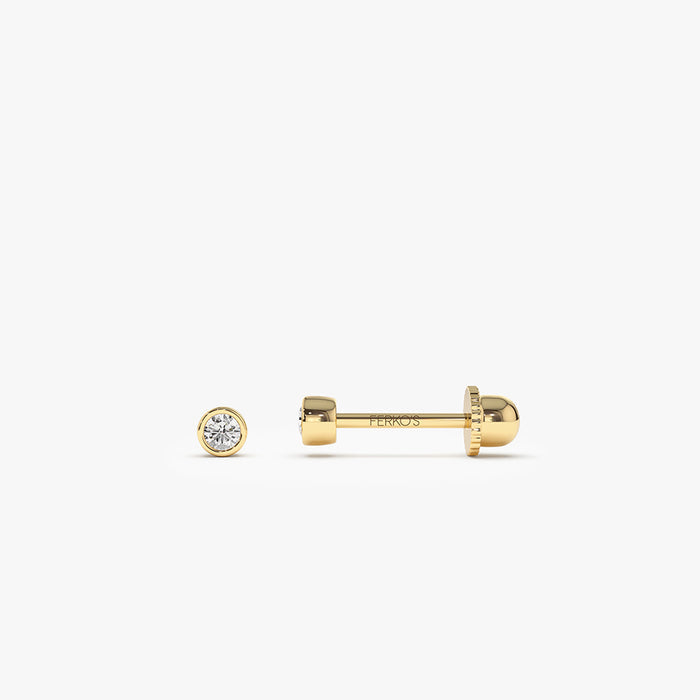 14k Bezel Setting Diamond Stud Piercing  Ferkos Fine Jewelry