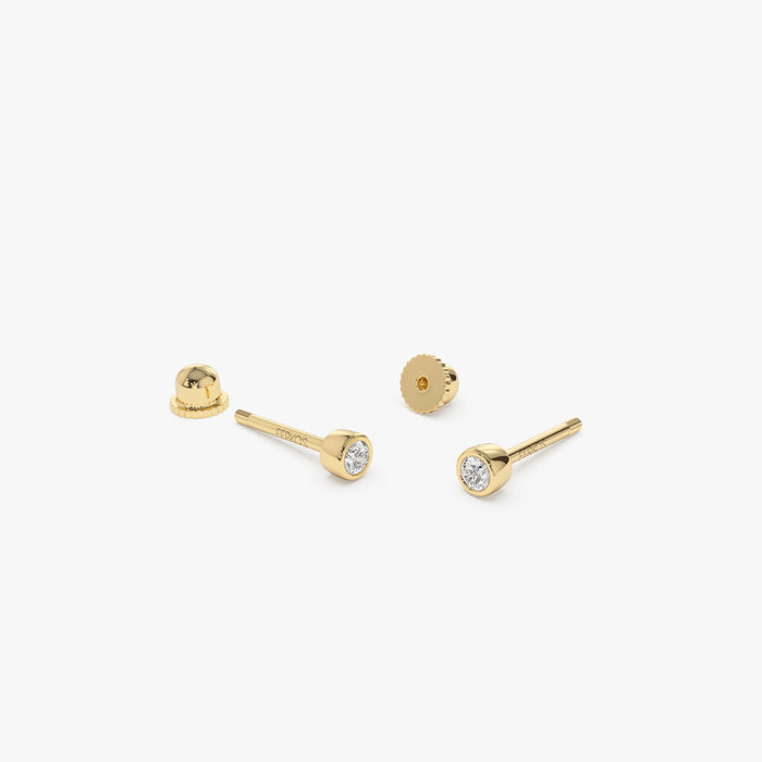 14k Bezel Setting Diamond Stud Piercing  Ferkos Fine Jewelry