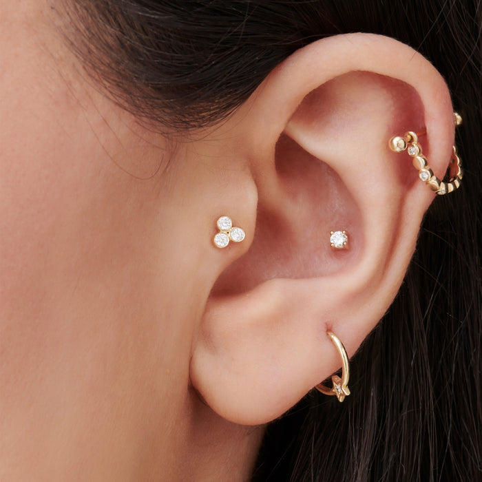 14K Dainty Diamond Trio Helix Piercing  Ferkos Fine Jewelry