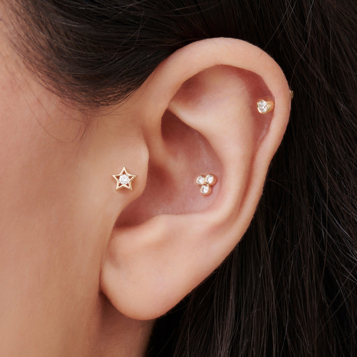 14K Dainty Diamond Trio Helix Piercing  Ferkos Fine Jewelry