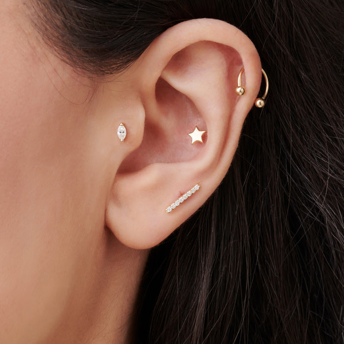 14k Diamond Bar Helix Piercing  Ferkos Fine Jewelry