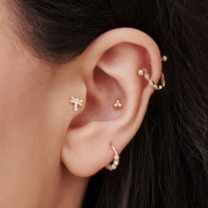 14k Diamond Bee Helix Piercing  Ferkos Fine Jewelry