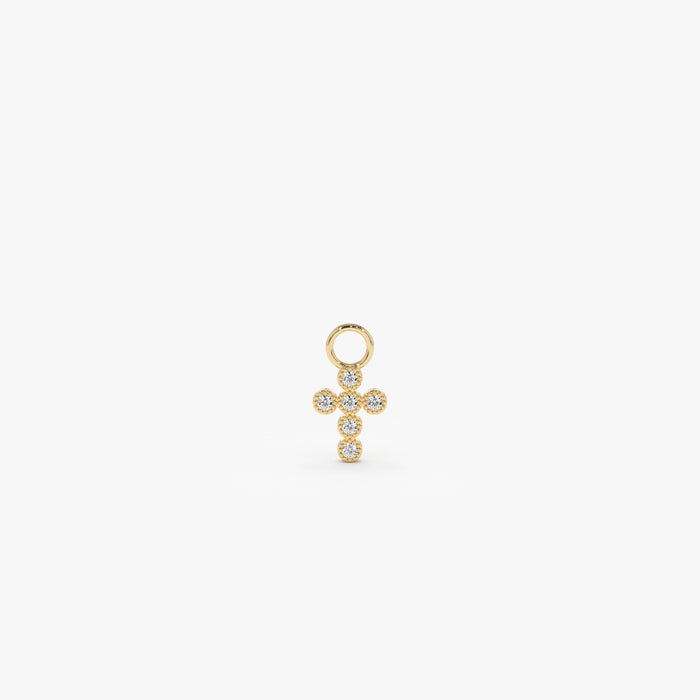 14k Diamond Cross Hoop Charm 14K Gold Ferkos Fine Jewelry