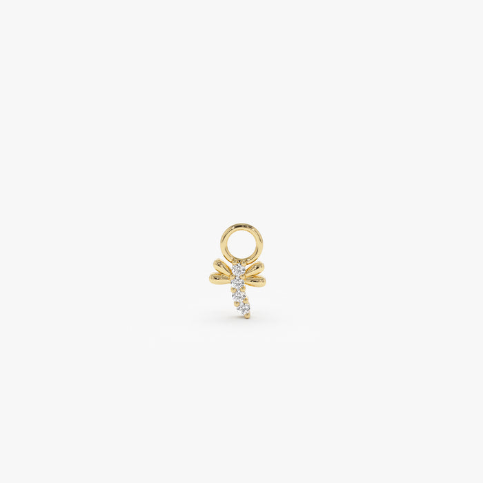 14k Diamond Dragon Fly Hoop Charm 14K Gold Ferkos Fine Jewelry