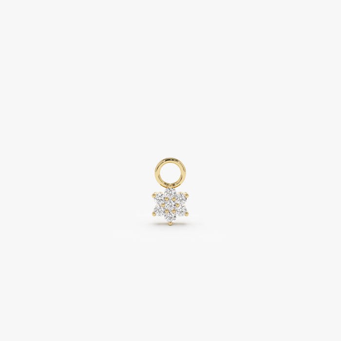 14k Diamond Flower Hoop Charm 14K Gold Ferkos Fine Jewelry