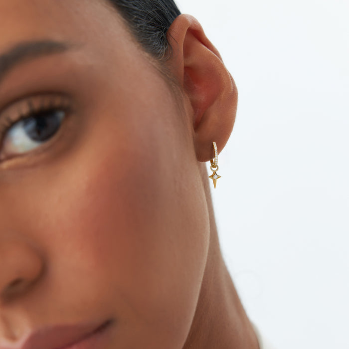 14K Diamond Northstar Hoop Charm  Ferkos Fine Jewelry