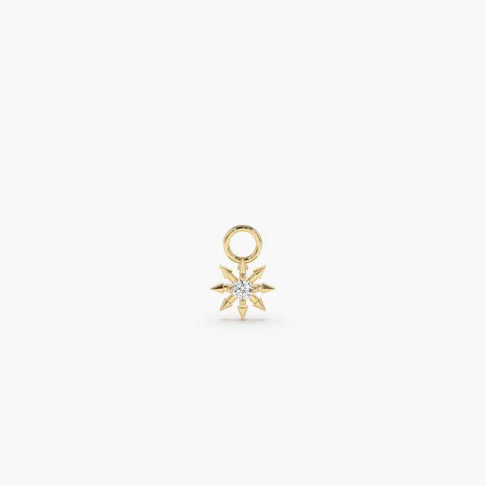 14k Diamond Spiked Star Hoop Charm 14K Gold Ferkos Fine Jewelry