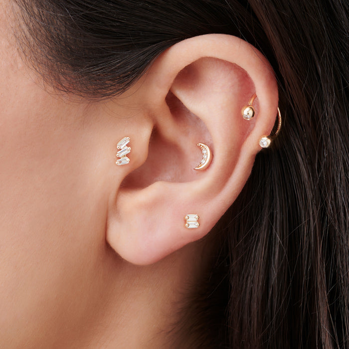 14k Double Baguette Diamond Helix Piercing  Ferkos Fine Jewelry