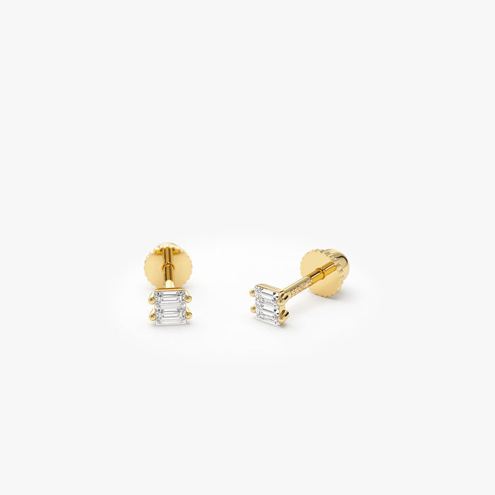 14k Double Baguette Diamond Helix Piercing  Ferkos Fine Jewelry
