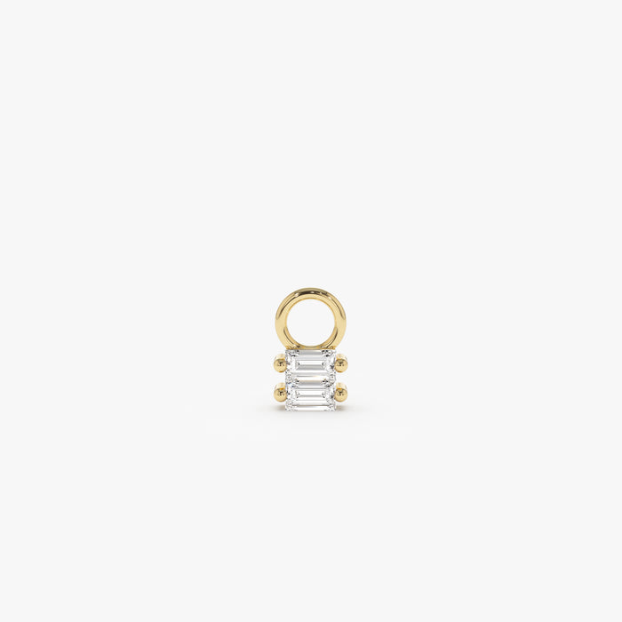 14k Double Baguette Hoop Charm 14K Gold Ferkos Fine Jewelry