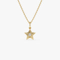 14k Fluted Star Diamond Charm Necklace 14K Gold Ferkos Fine Jewelry