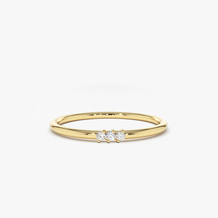 14K Gold 3 Stone Minimalist Diamond Ring 14K Gold Ferkos Fine Jewelry