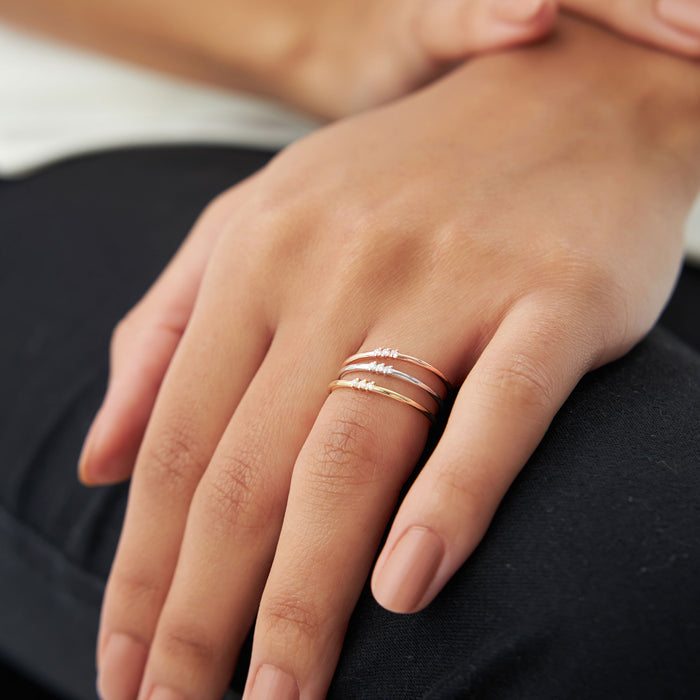 14K Gold 3 Stone Minimalist Diamond Ring  Ferkos Fine Jewelry