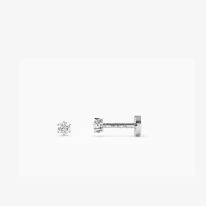 14K Gold 6 Prong Diamond Flat Back Stud 14k White Gold Ferkos Fine Jewelry