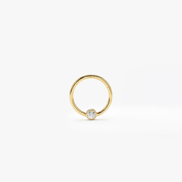 14K Gold Bezel Diamond Cartilage Hoop (Conch, Helix, Tragus) 14k Gold Ferkos Fine Jewelry