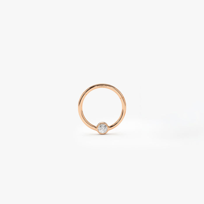 14K Gold Bezel Diamond Cartilage Hoop (Conch, Helix, Tragus) 14k Rose Gold Ferkos Fine Jewelry