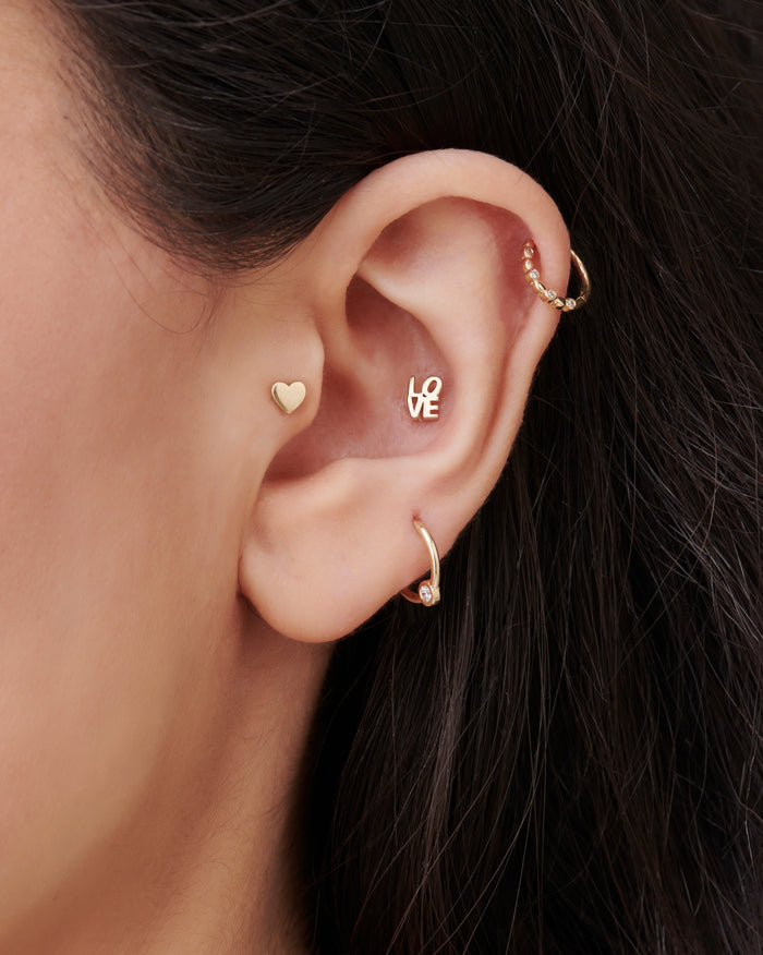 14K Gold Bezel Diamond Cartilage Hoop (Conch, Helix, Tragus) Ferkos Fine Jewelry