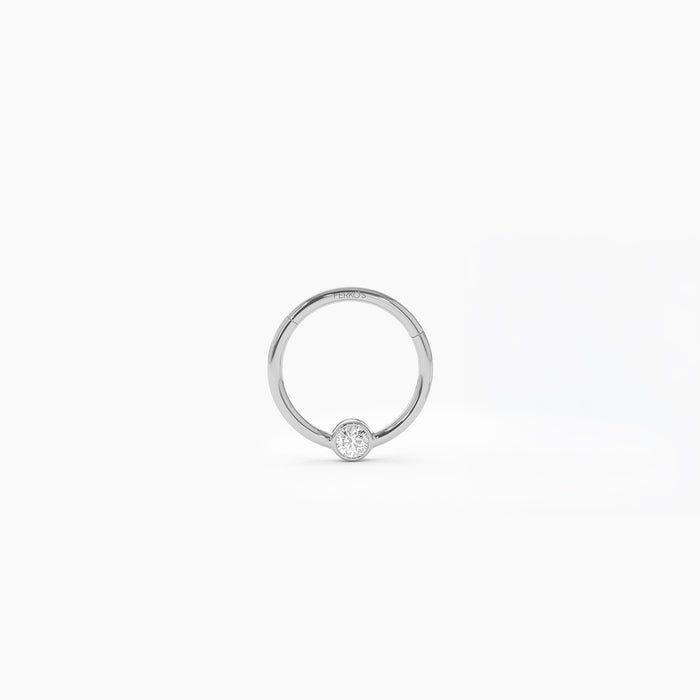 14K Gold Bezel Diamond Cartilage Hoop (Conch, Helix, Tragus) 14k White Gold Ferkos Fine Jewelry
