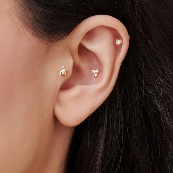 14K Gold Bezel Diamond Flat Back Stud Ferkos Fine Jewelry