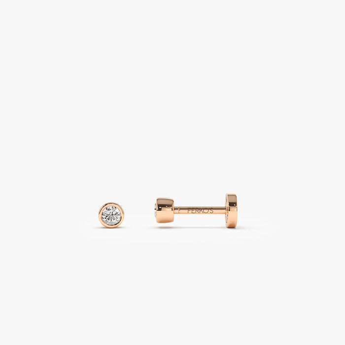 14K Gold Bezel Diamond Flat Back Stud 14k Rose Gold Ferkos Fine Jewelry