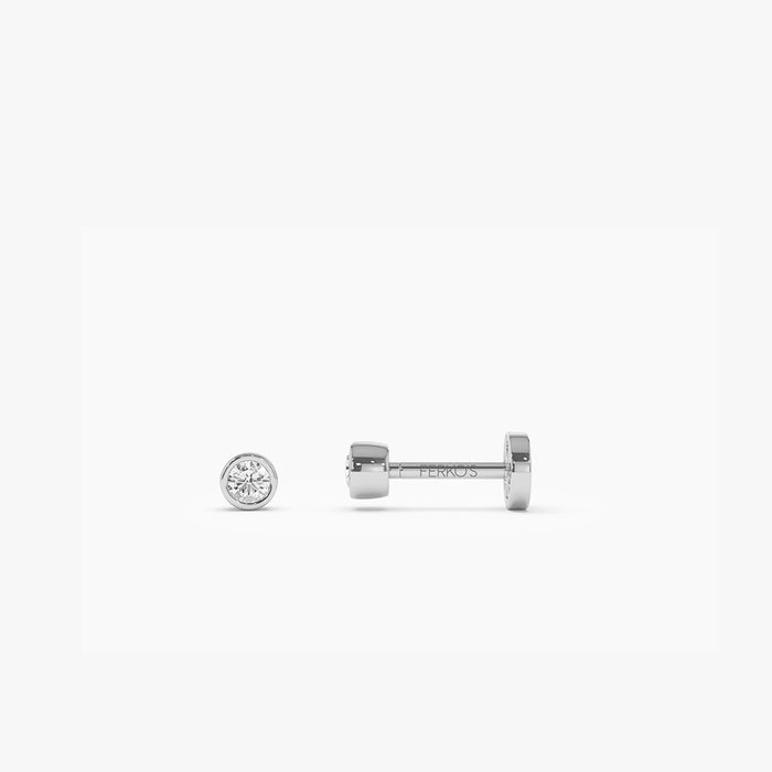14K Gold Bezel Diamond Flat Back Stud 14k White Gold Ferkos Fine Jewelry