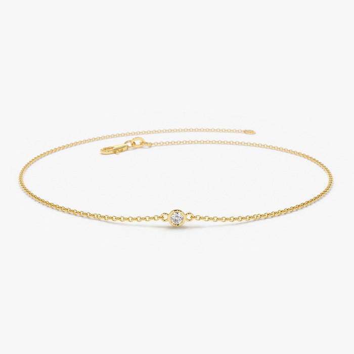 14k Gold Bezel Setting Diamond Solitaire Bracelet 0.05ctw 14K Gold Ferkos Fine Jewelry