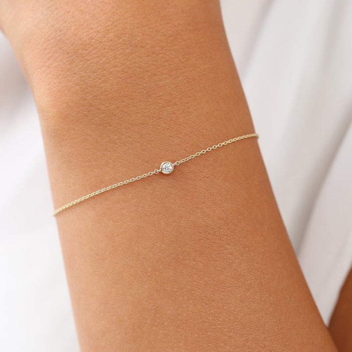 14k Rose Gold Bezel Setting Diamond Solitaire Bracelet 0.05ctw Ferkos Fine Jewelry