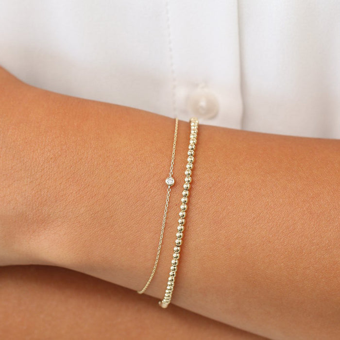 14k Rose Gold Bezel Setting Diamond Solitaire Bracelet 0.05ctw Ferkos Fine Jewelry