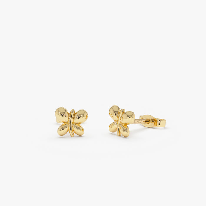 14K Gold Bubble Butterfly Stud Earrings 14K Gold Ferkos Fine Jewelry