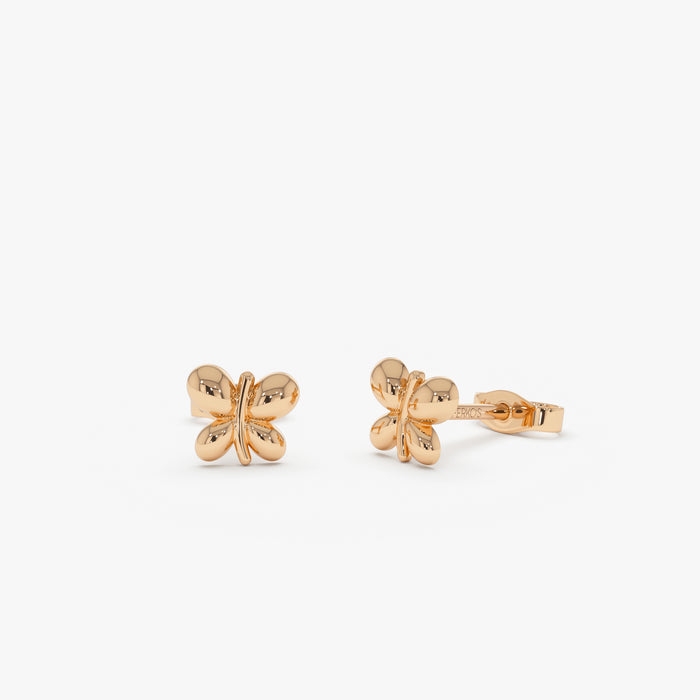14K Gold Bubble Butterfly Stud Earrings Ferkos Fine Jewelry