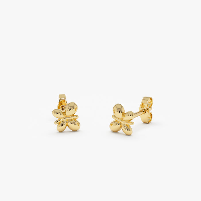 14K Gold Bubble Butterfly Stud Earrings Ferkos Fine Jewelry