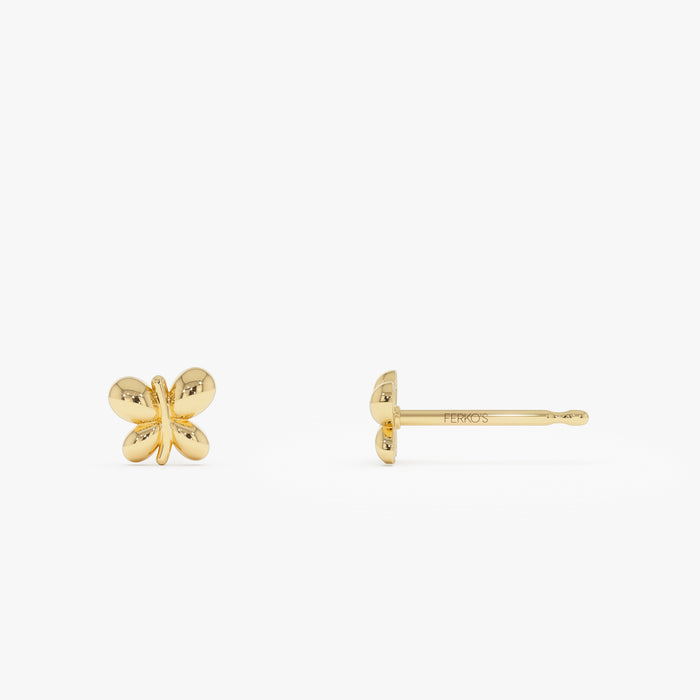 14K Gold Bubble Butterfly Stud Earrings Ferkos Fine Jewelry