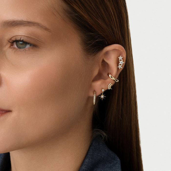 14K Gold Crescent Moon Lab Grown Diamond Flat Back Stud – 0.05 CTW Ferkos Fine Jewelry
