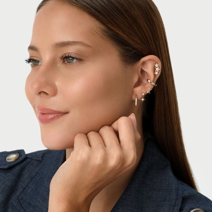 14K Gold Crescent Moon Lab Grown Diamond Flat Back Stud – 0.05 CTW Ferkos Fine Jewelry