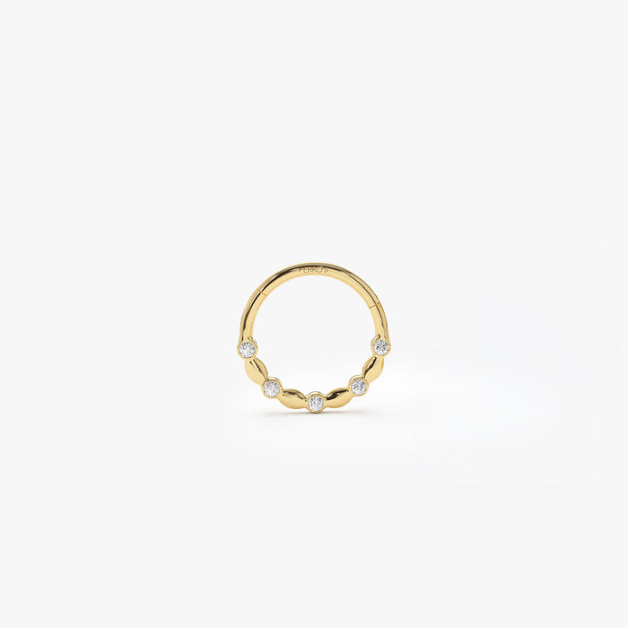 14K Gold Diamond Beaded Eternity Hoop Earring 14k Gold Ferkos Fine Jewelry