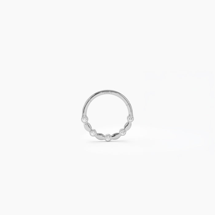 14K Gold Diamond Beaded Eternity Hoop Earring 14k White Gold Ferkos Fine Jewelry