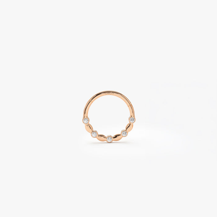 14K Gold Diamond Beaded Eternity Hoop Earring 14k Rose Gold Ferkos Fine Jewelry