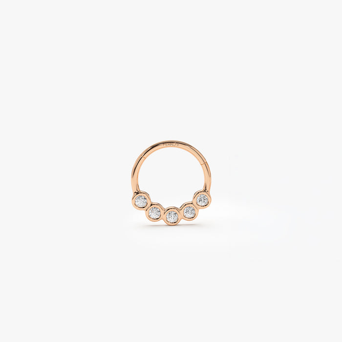 14K Gold Diamond Cluster Cartilage Hoop (Conch, Helix, Tragus) 14k Rose Gold Ferkos Fine Jewelry