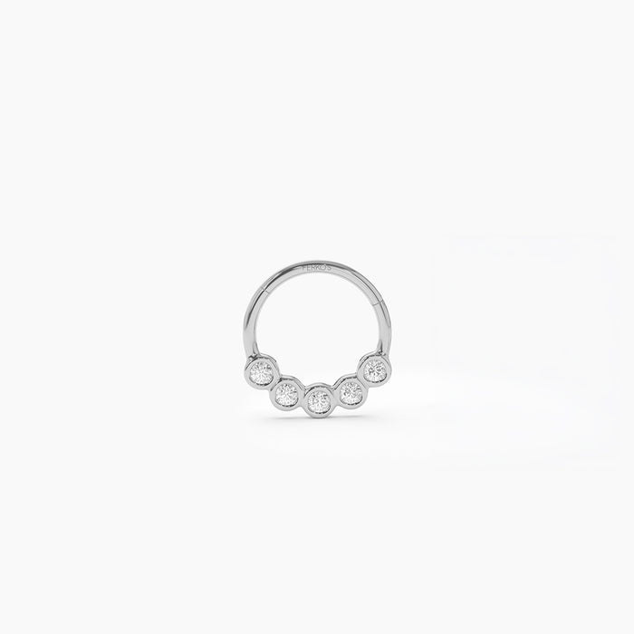 14K Gold Diamond Cluster Cartilage Hoop (Conch, Helix, Tragus) 14k White Gold Ferkos Fine Jewelry