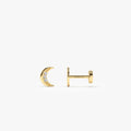 14K Gold Diamond Crescent Moon Flat Back Stud 14k Gold Ferkos Fine Jewelry