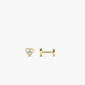 14K Gold Diamond Heart Internally Threaded Flat Back Stud 14k Gold Ferkos Fine Jewelry