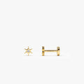 14K Gold Diamond North Star Internally Threaded Flat Back Stud 14k Gold Ferkos Fine Jewelry