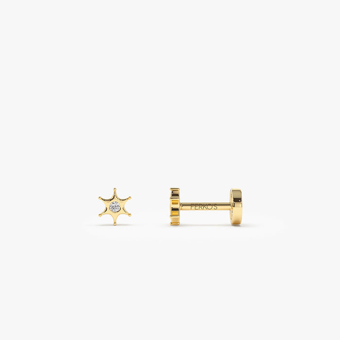 14K Gold Diamond North Star Internally Threaded Flat Back Stud 14k Gold Ferkos Fine Jewelry