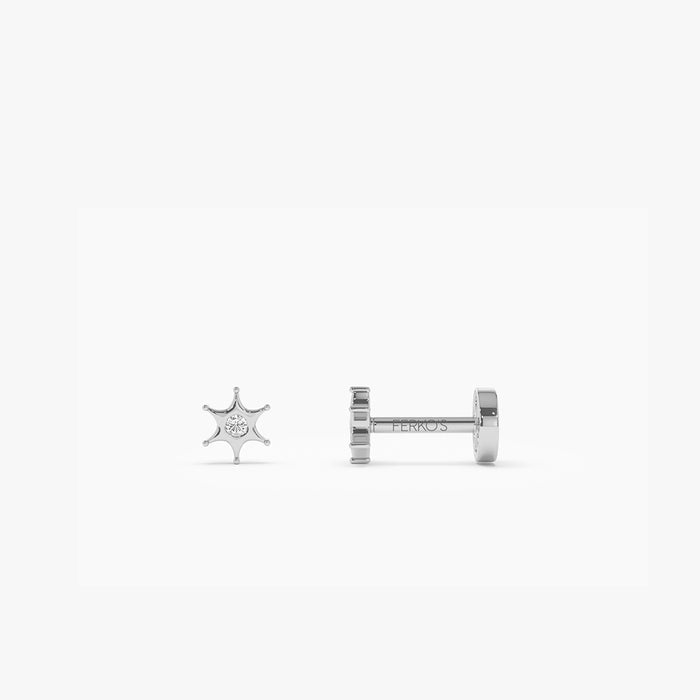 14K Gold Diamond North Star Internally Threaded Flat Back Stud 14k White Gold Ferkos Fine Jewelry